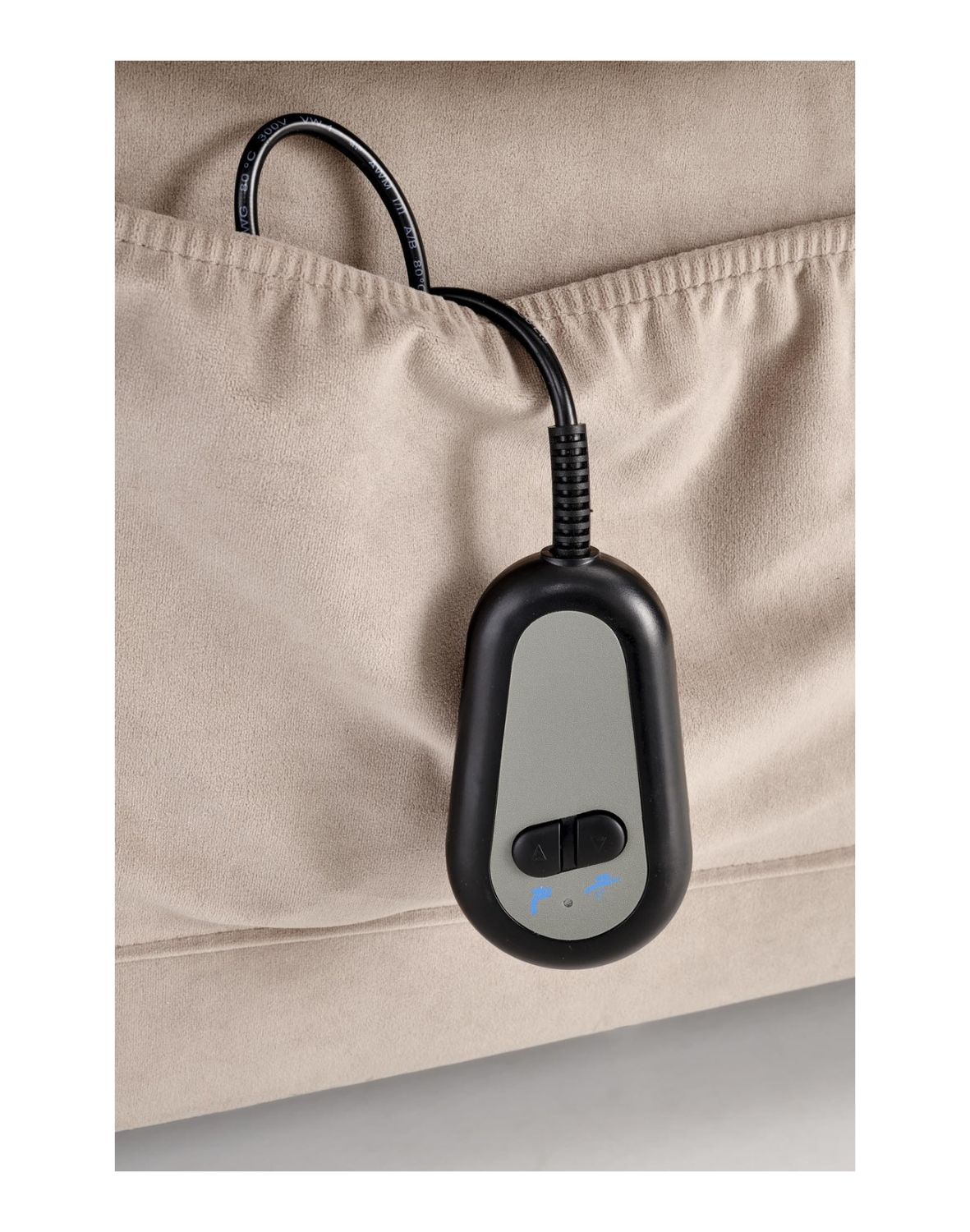 fotel horton z funkcją elektrycznego rozkładania i pionizacji, beżowy welwet