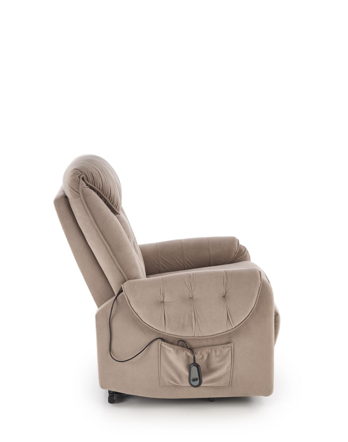 fotel horton z funkcją elektrycznego rozkładania i pionizacji, beżowy welwet