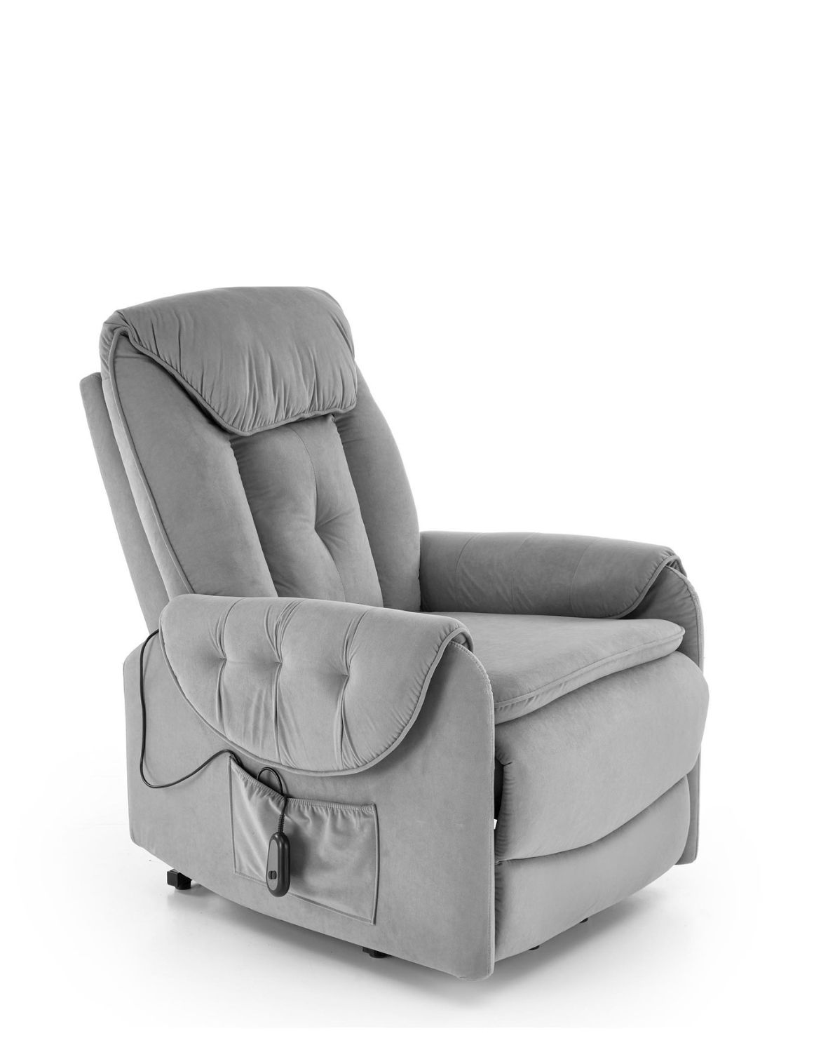 fotel horton z funkcją elektrycznego rozkładania i pionizacji, szary welwet