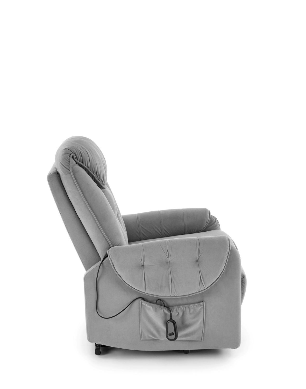 fotel horton z funkcją elektrycznego rozkładania i pionizacji, szary welwet