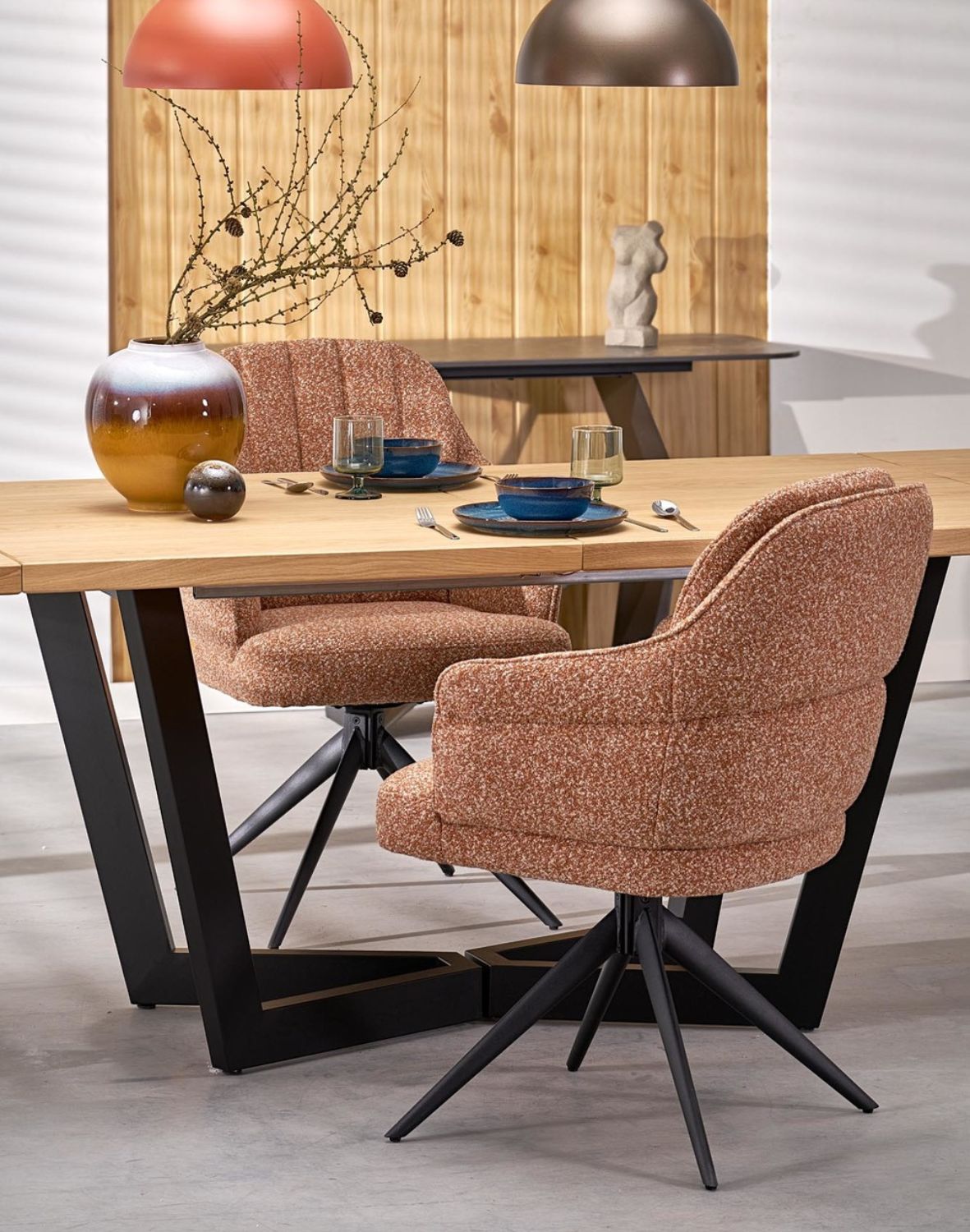 krzesło z funkcją obracania k570, boucle, rude