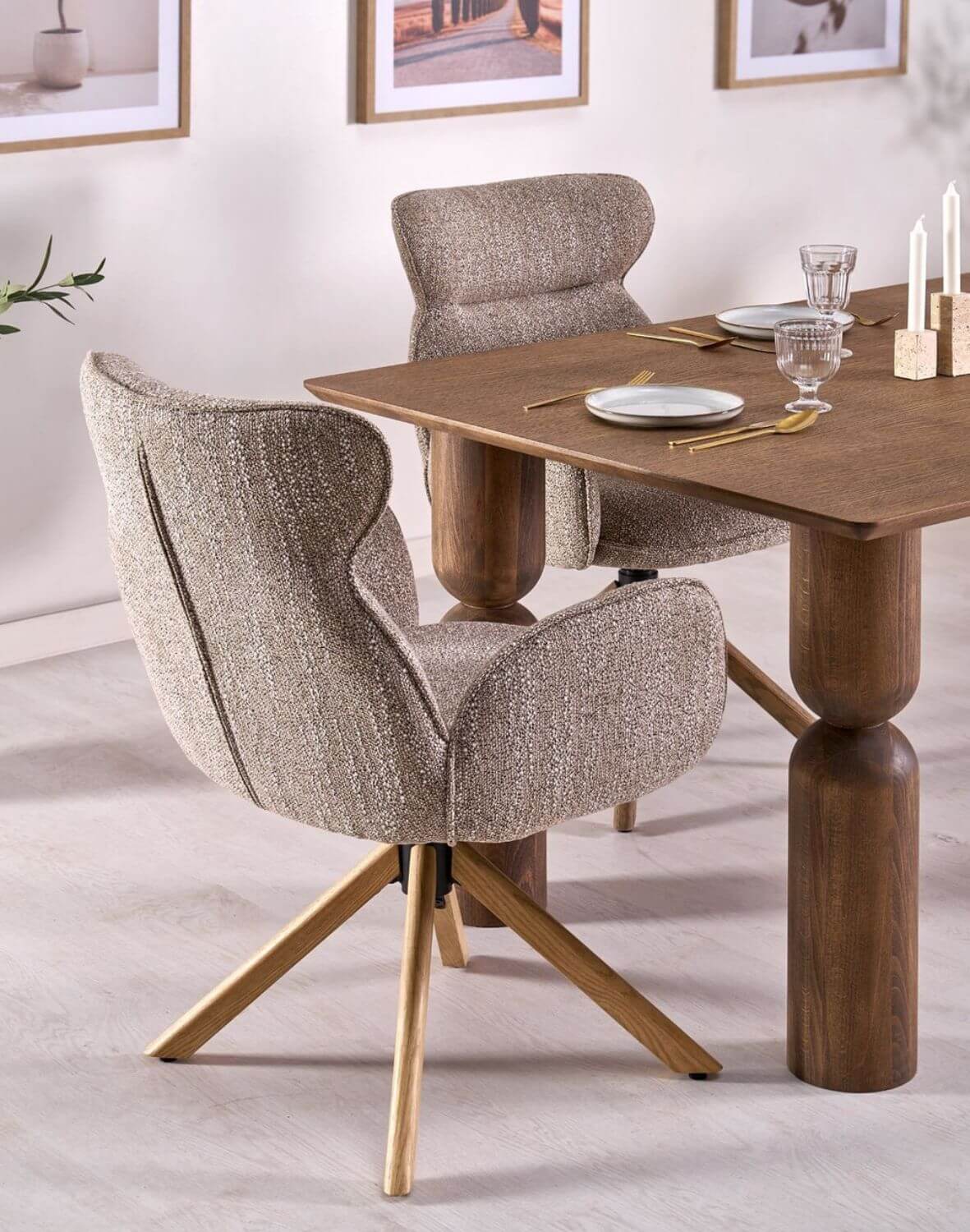 krzesło do jadalni k585, funkcja obracania, dąb naturalny