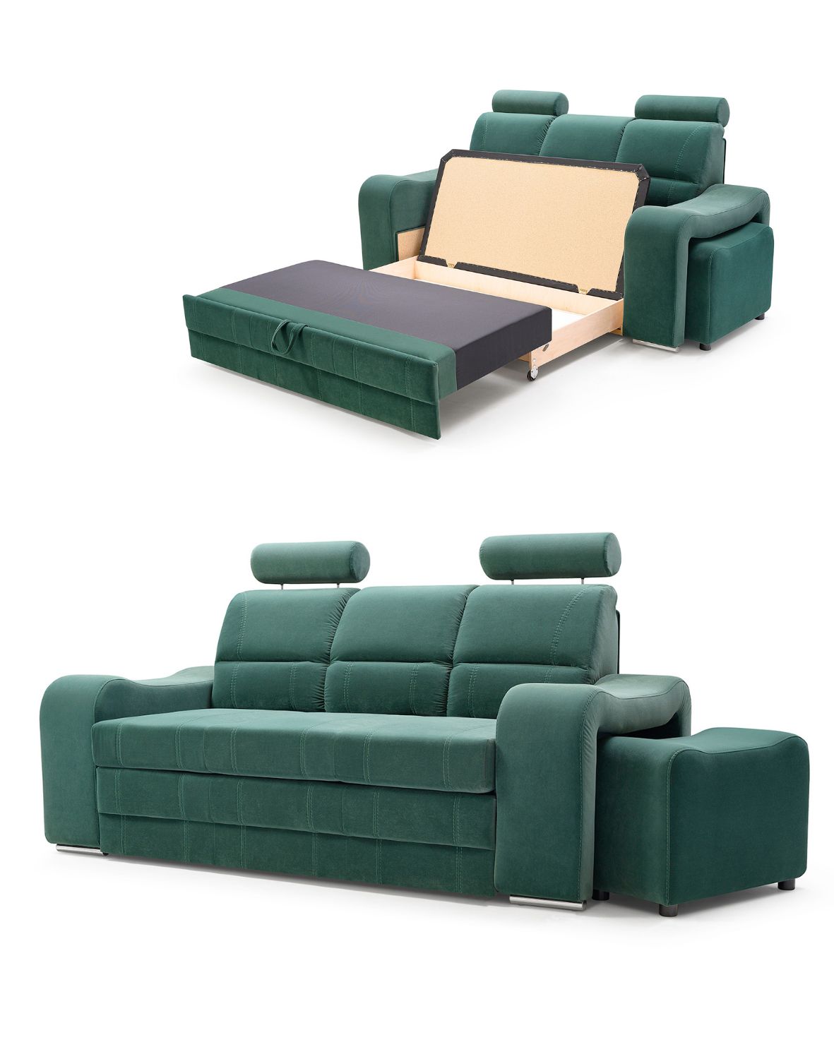 zielona kanapa wenus z zagłówkami