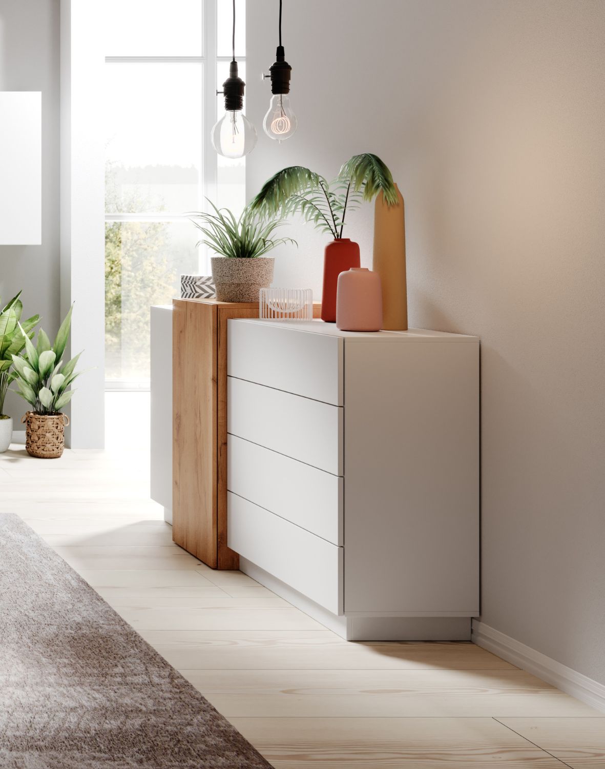 komoda biała dąb craft 160 cm 2D4S