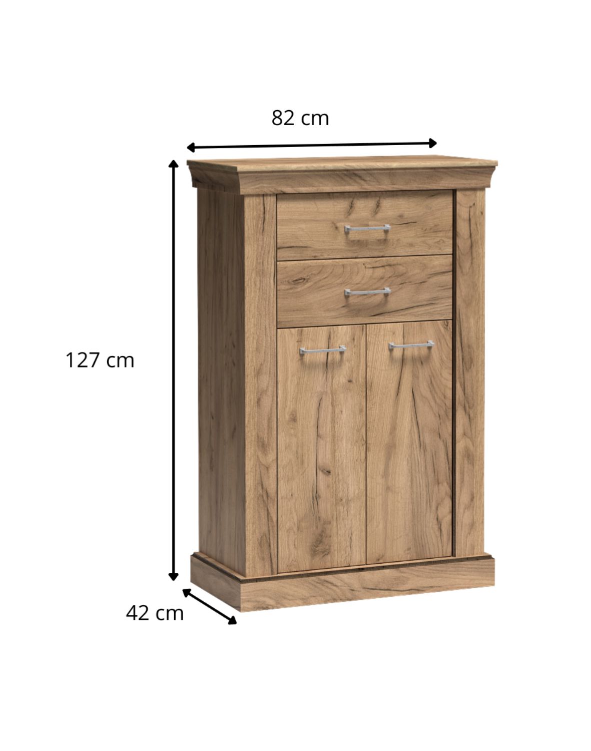 Wąska komoda Antica  A-3 kraft złoty 82 cm - wymiary
