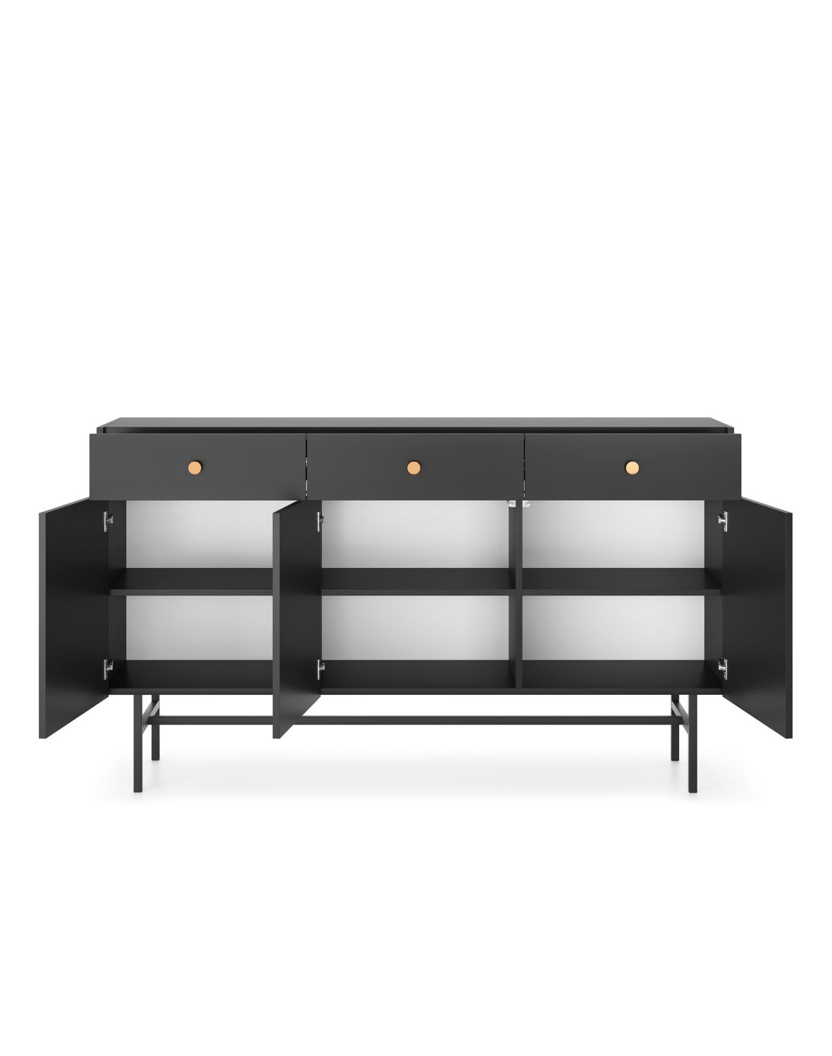 Komoda Diva czarna z 3 szufladami i 3 szafkami (3D3SZ) 155 cm