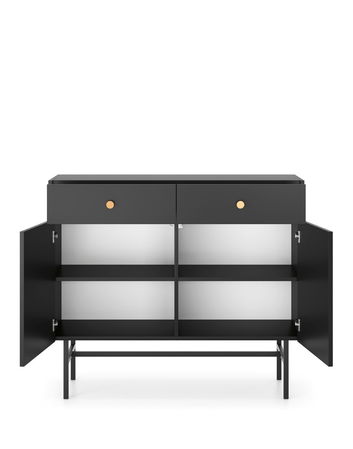 komoda czarna diva z 2 szufladami i 2 szafkami