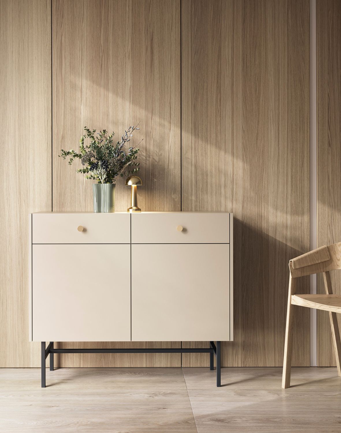 komoda kaszmirowa diva z 2 szufladami i 2 szafkami