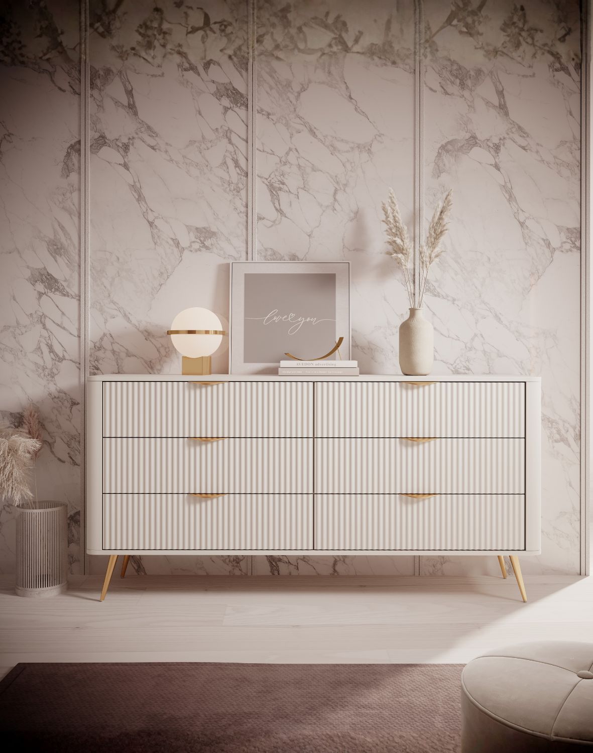 beżowa komoda z szufladami na lante b