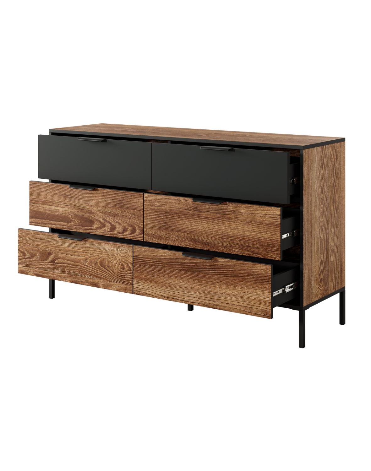 komoda milton b 138 6 szuflad kasztan grafit