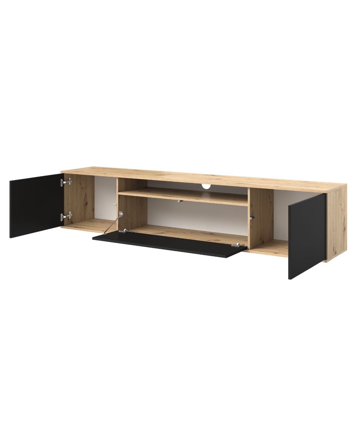 komoda rtv 200 logan dąb artisan czarny na niskch nóżkach