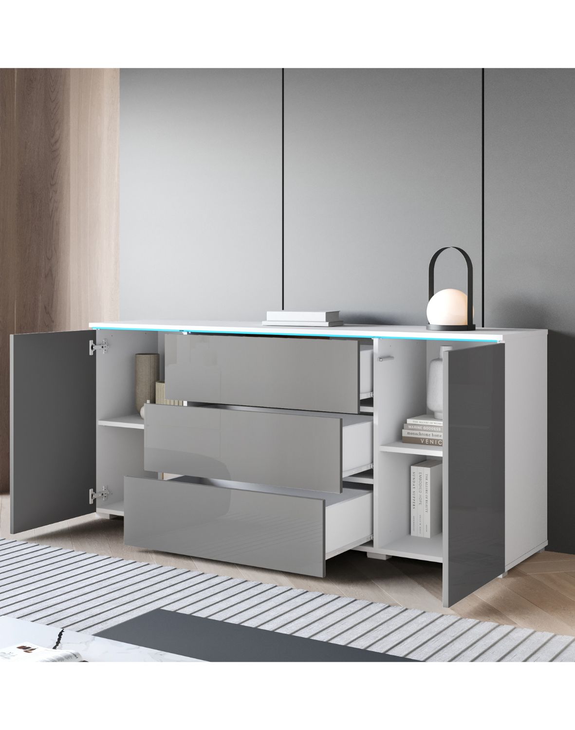 komoda-vera-150-bialy-szary-polysk