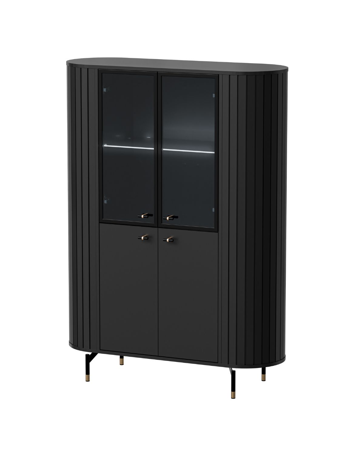 Vitrína do obývacího pokoje s drážkováním černá ZANTE ZA1