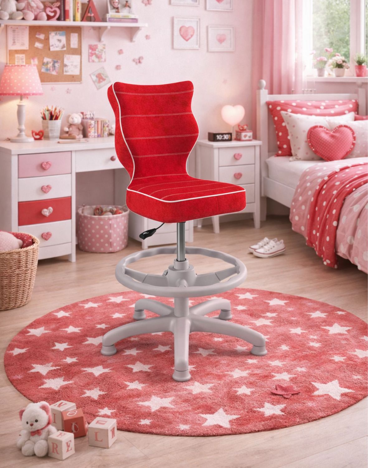 Krzesło dziecięce Entelo Petit z podnóżkiem 133-159 cm, Szara Podstawa