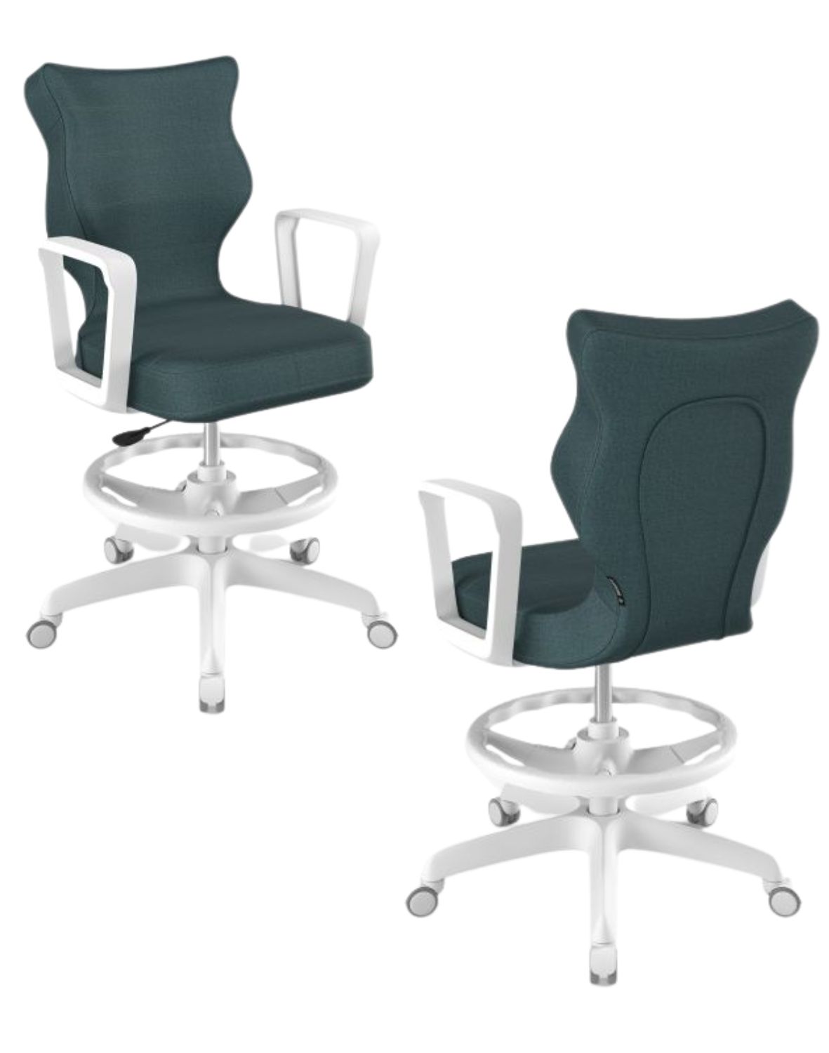 Krzesło młodzieżowe Norm z podnóżkiem, biała podstawa, rozmiar 5 (wzrost 146 - 176,5 cm)