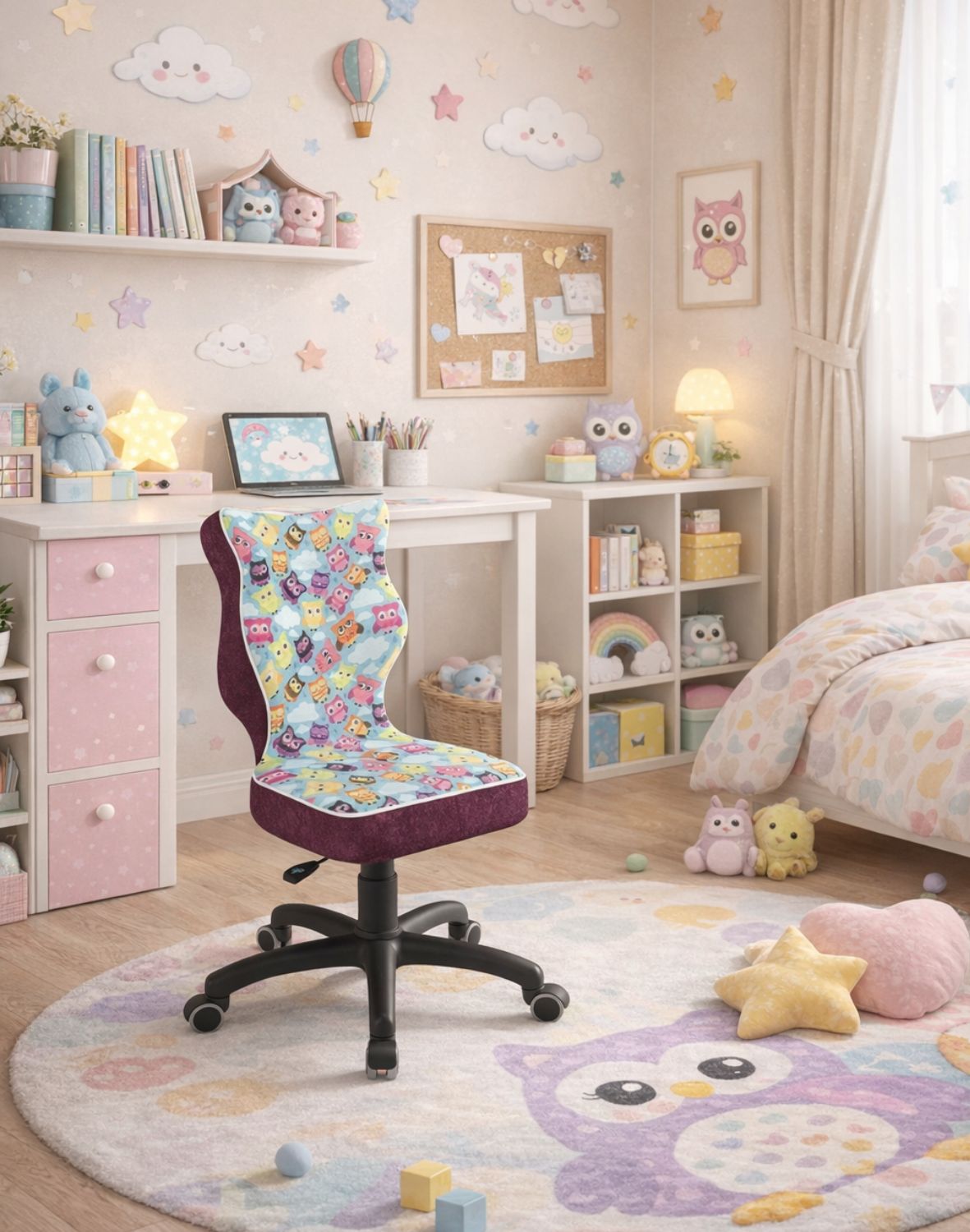 Krzesło dziecięce obrotowe Petit 133-159 cm, tkanina Storia, Czarna Podstawa