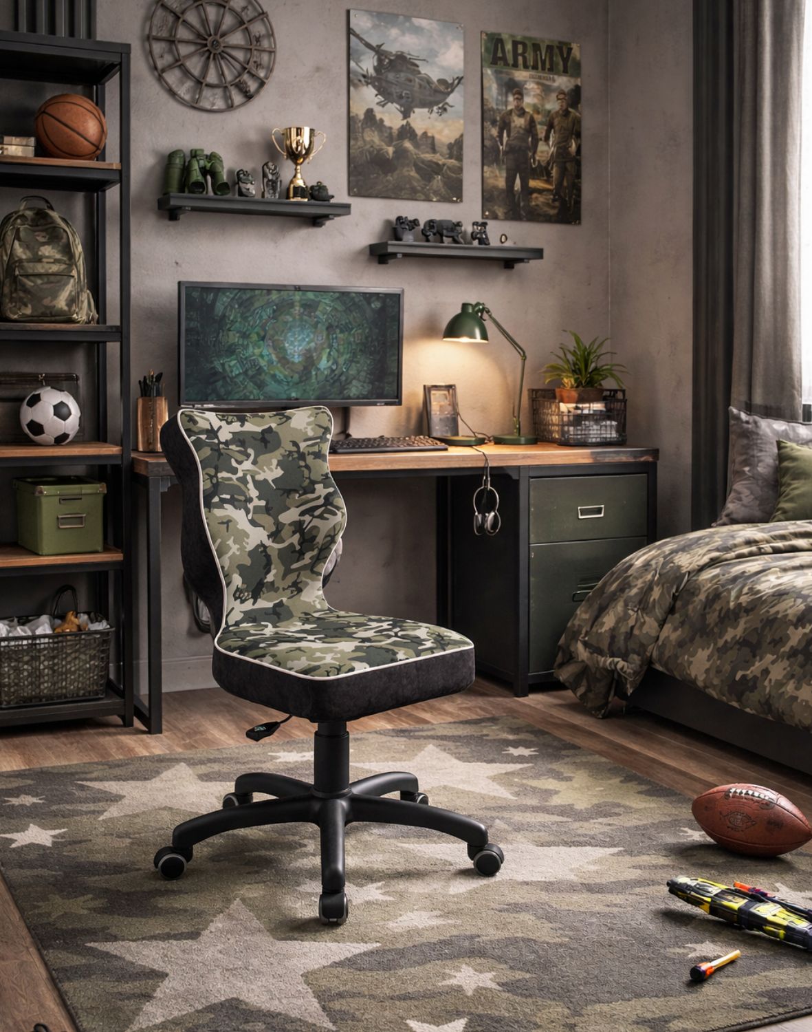 Krzesło dziecięce obrotowe Petit 133-159 cm, tkanina Storia, Czarna Podstawa