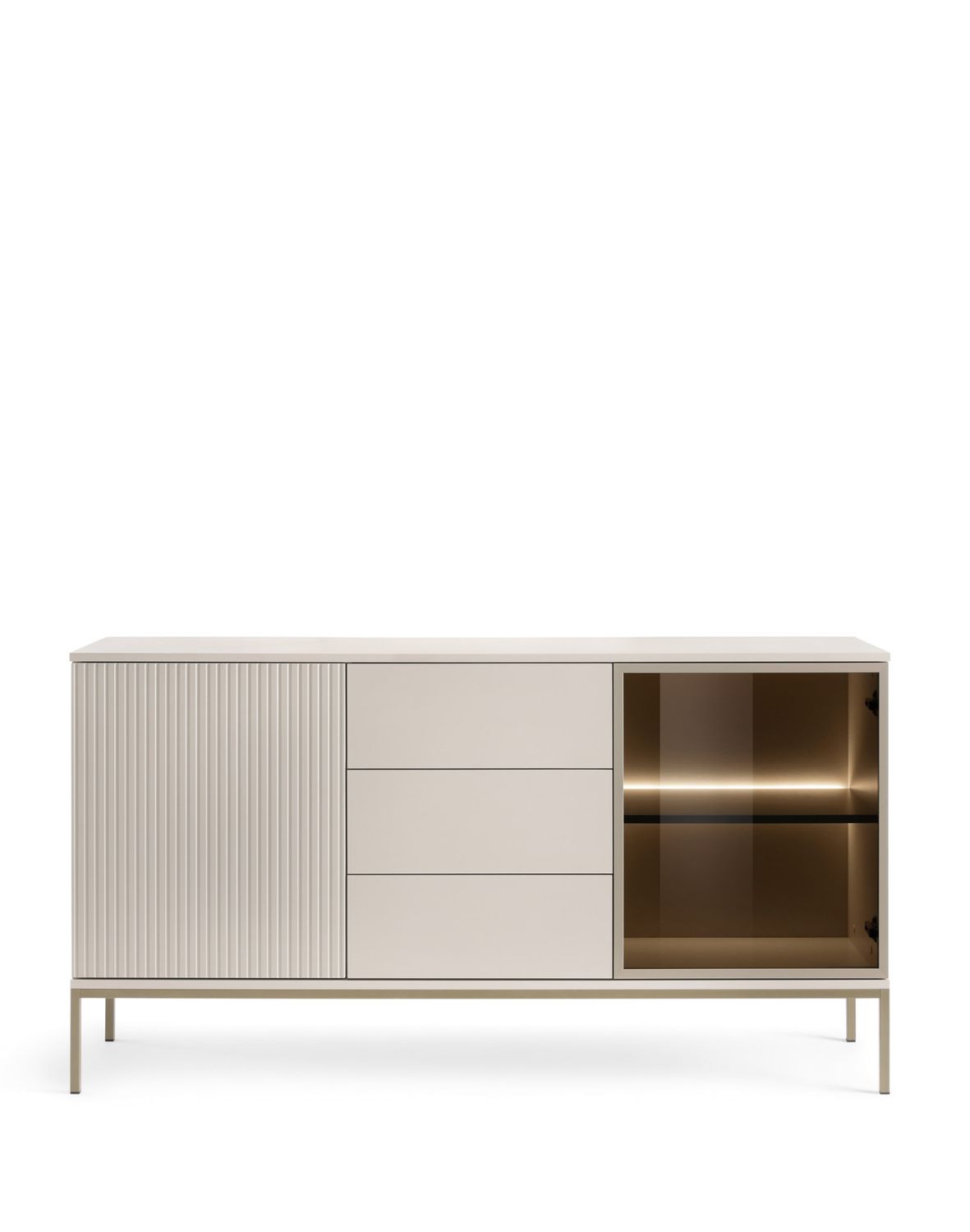 komoda trzydrzwiowa sento (ksz154) z szufladami, kaszmir