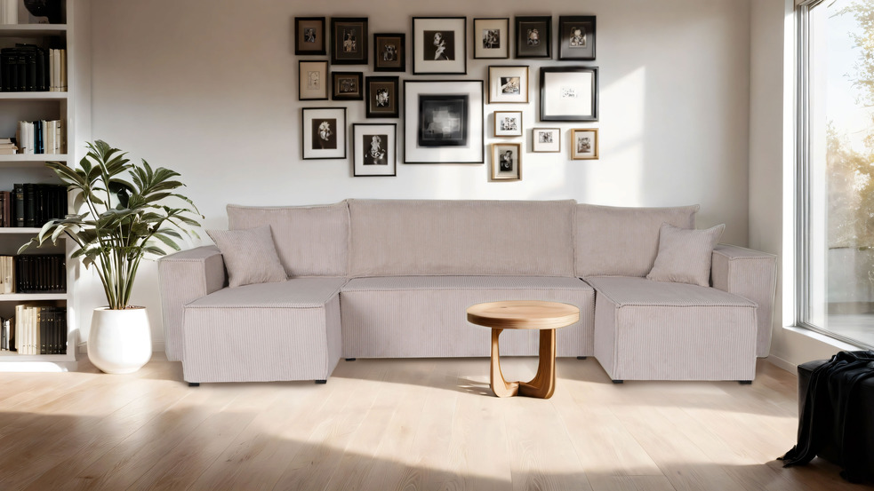 Narożnik z funkcją spania Luna U sztruks