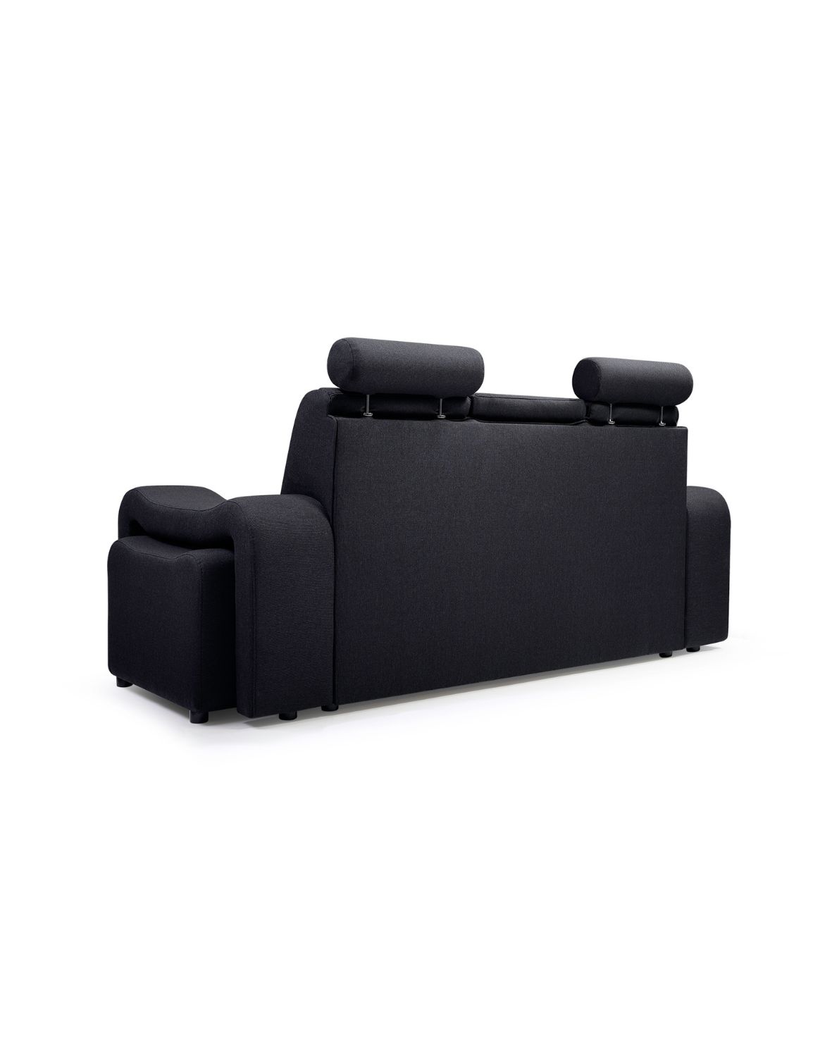 mała kanapa rozkładana z zagłówkami i pufami wenus