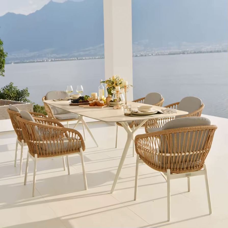 zestaw ogrodowy malta: stół 180 cm i 6 krzeseł z technorattanu