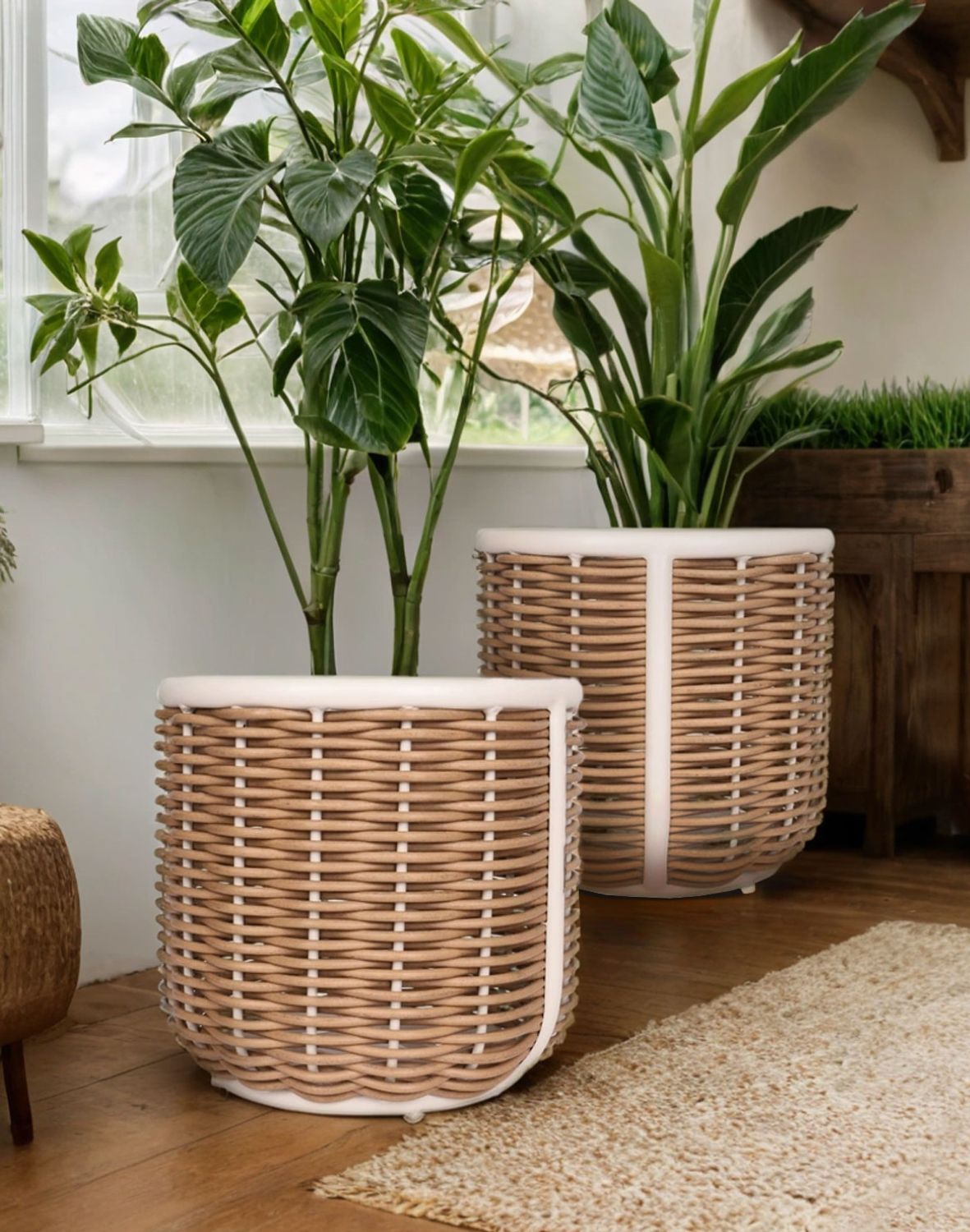 donica ogrodowa duża z technorattanu malta