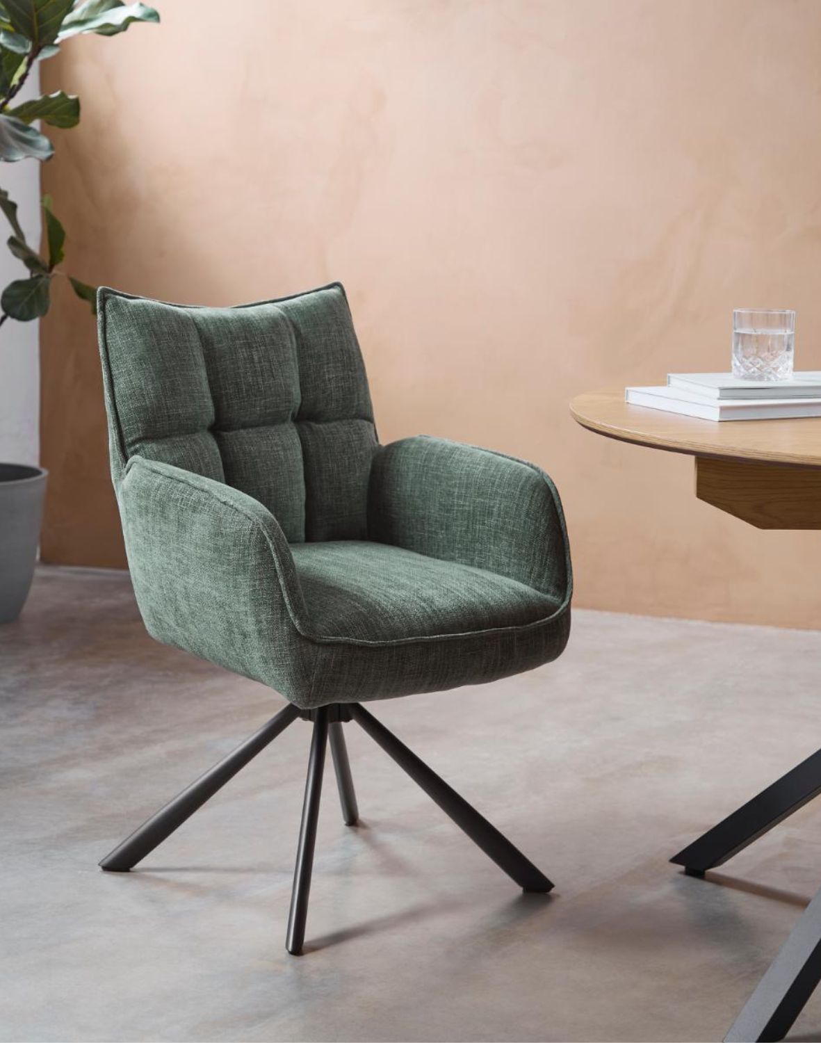 Krzesło obrotowe Marilla z podłokietnikami (51080005), zielone