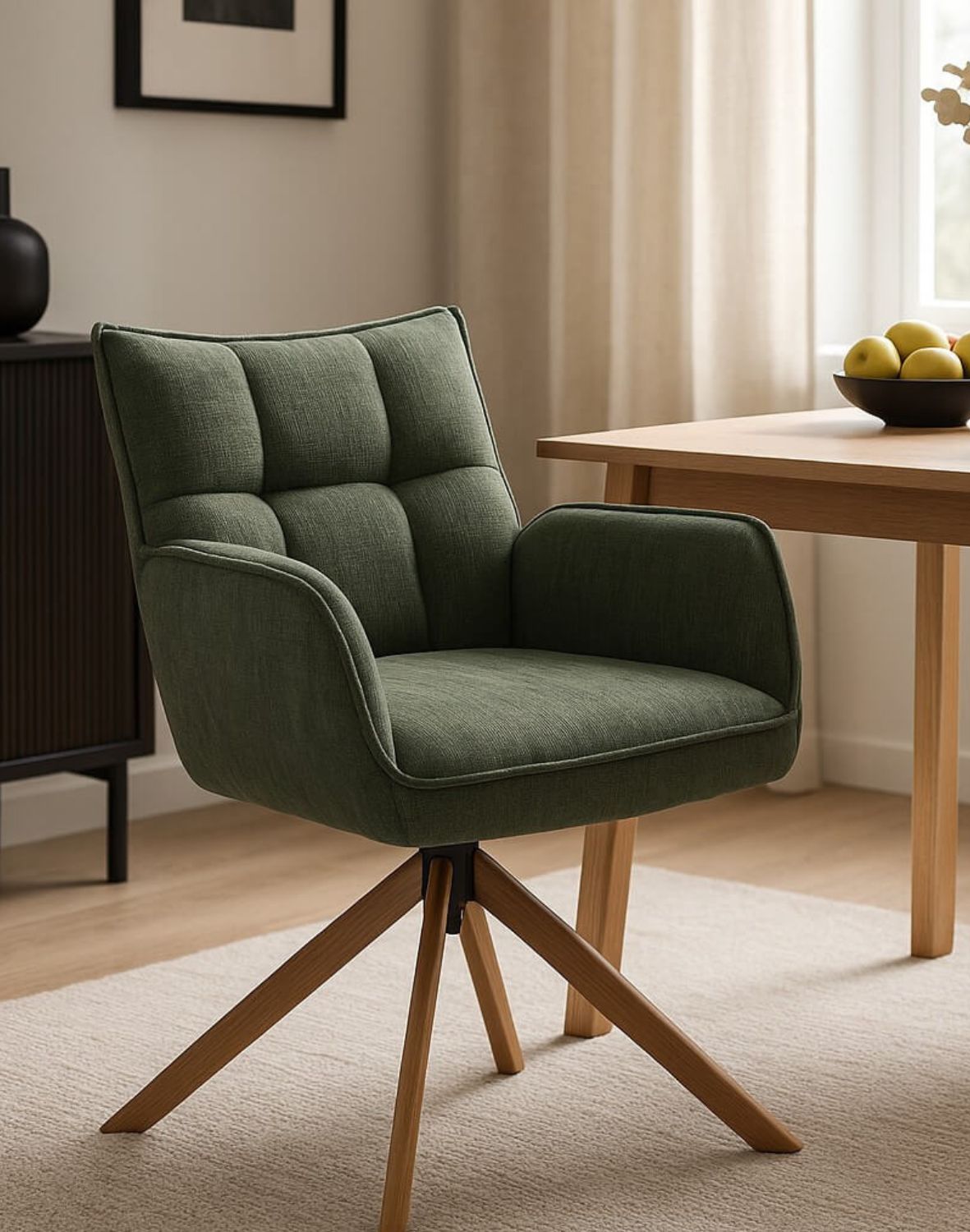 krzesło obrotowe marilla, drewniane nogi, zielone (53240005)