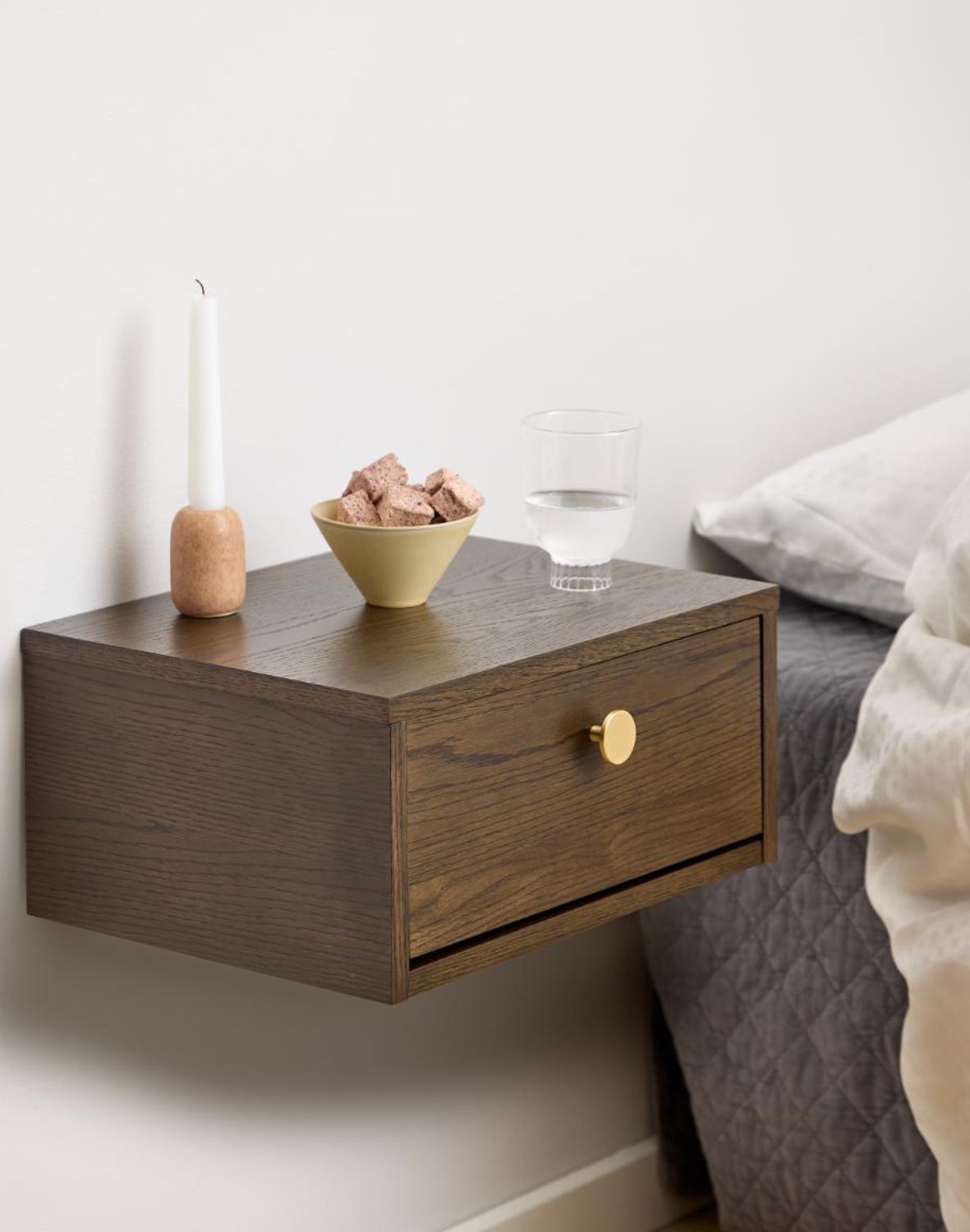 szafka nocna monfort, ciemny dąb, ścienna, z szufladą (10859)