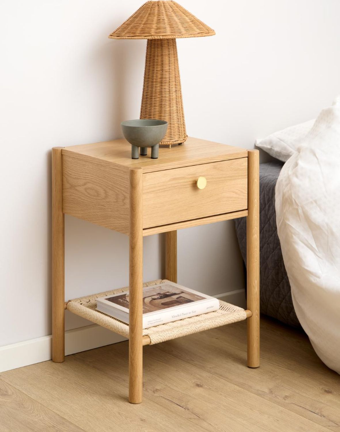 szafka nocna monfort, naturalny dąb z szufladą (10856)