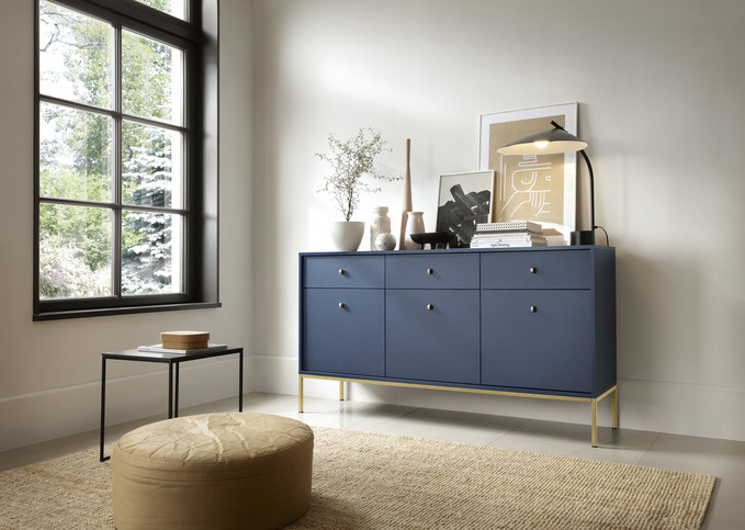 komoda mono granatowa z szufladami (mksz154), navy/gold