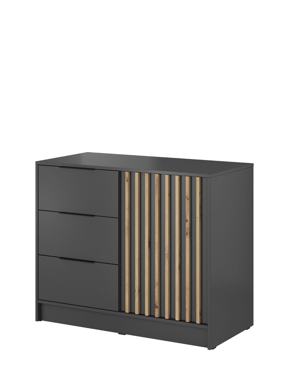 komoda nelly 2d z lamelami dąb artisan, grafitowa