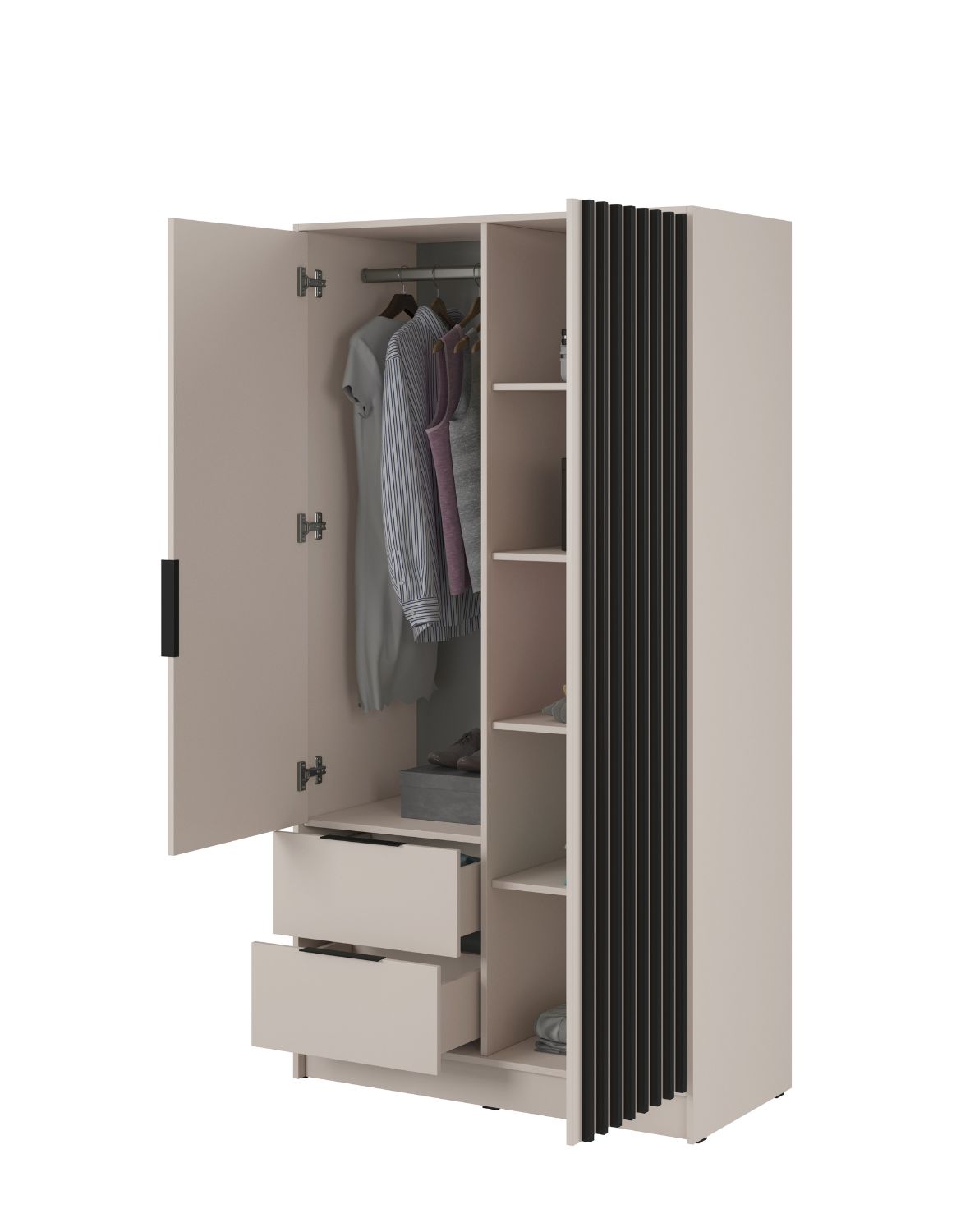 szafa na ubrania nelly 2d: kaszmir z lamelami