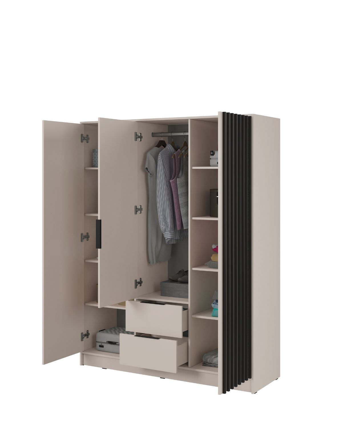 szafa na ubrania nelly 3d: kaszmir z czarnymi lamelami 155 cm