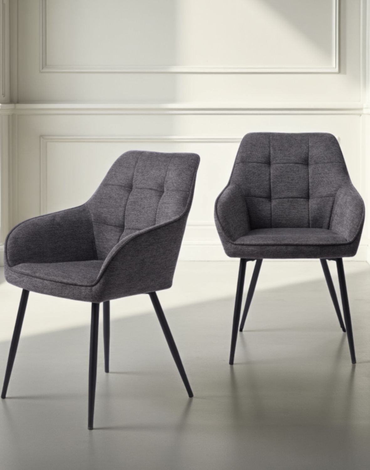 krzesło do jadalni nolan z podłokietnikami, pikowane, szare (50800001)