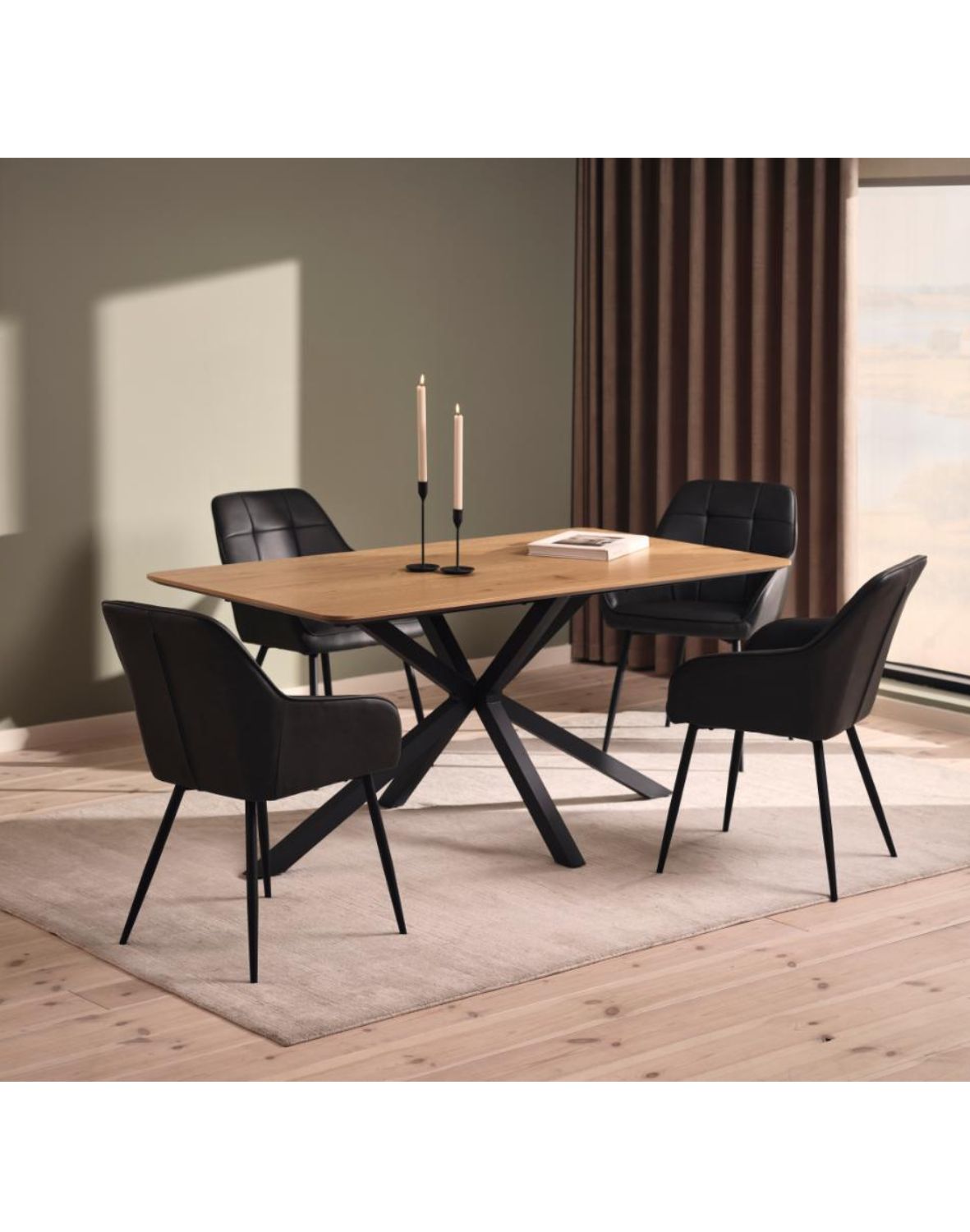 krzesło do jadalni nolan z podłokietnikami, ekoskóra, czarne (50800002)