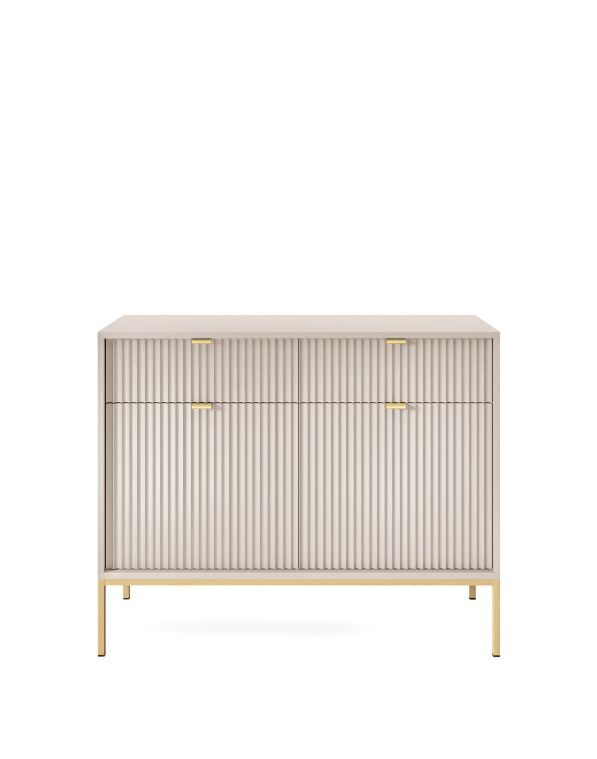 komoda ryflowana nova kaszmir z szufladami (ksz104), cashmere/gold