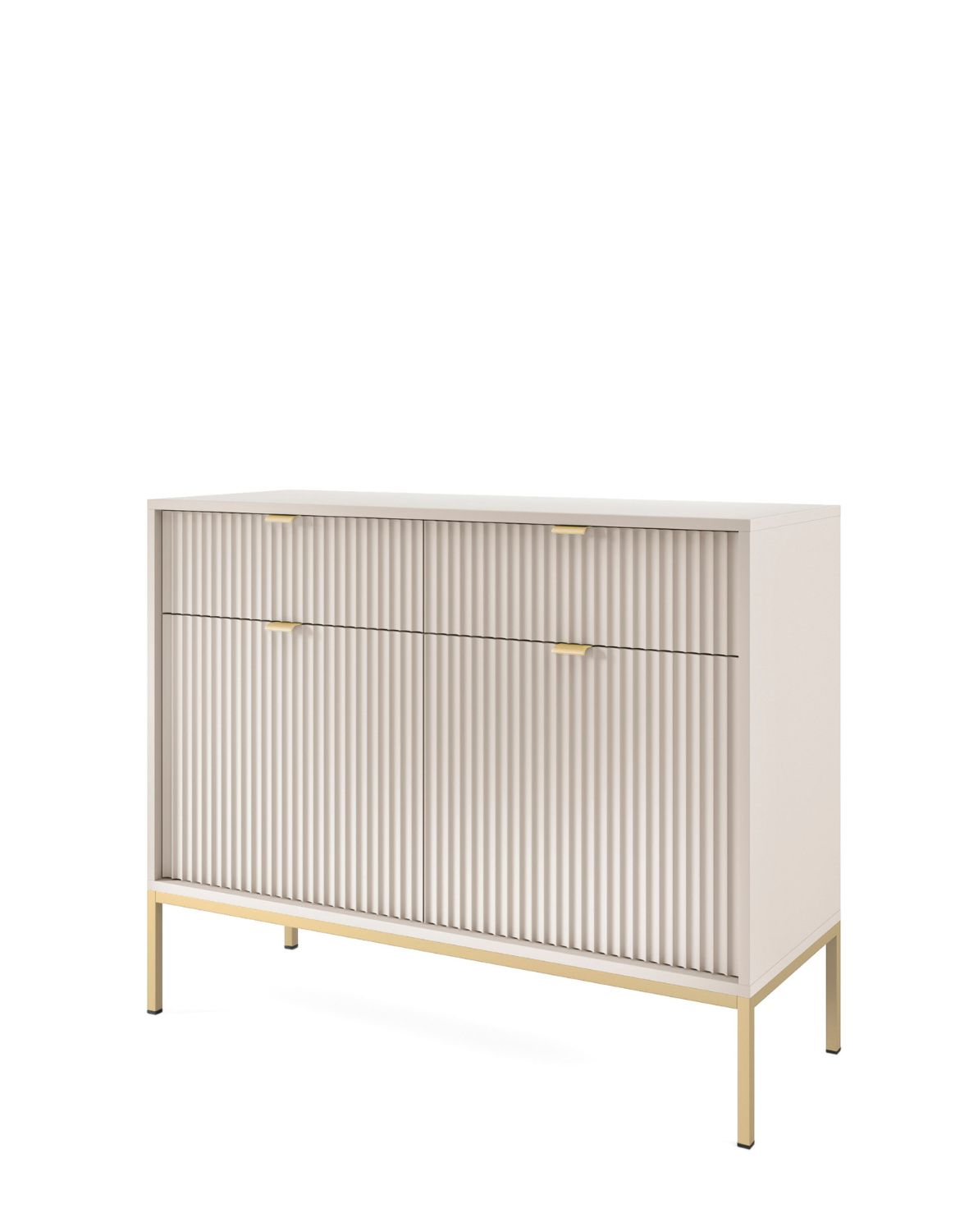 komoda ryflowana nova kaszmir z szufladami (ksz104), cashmere/gold