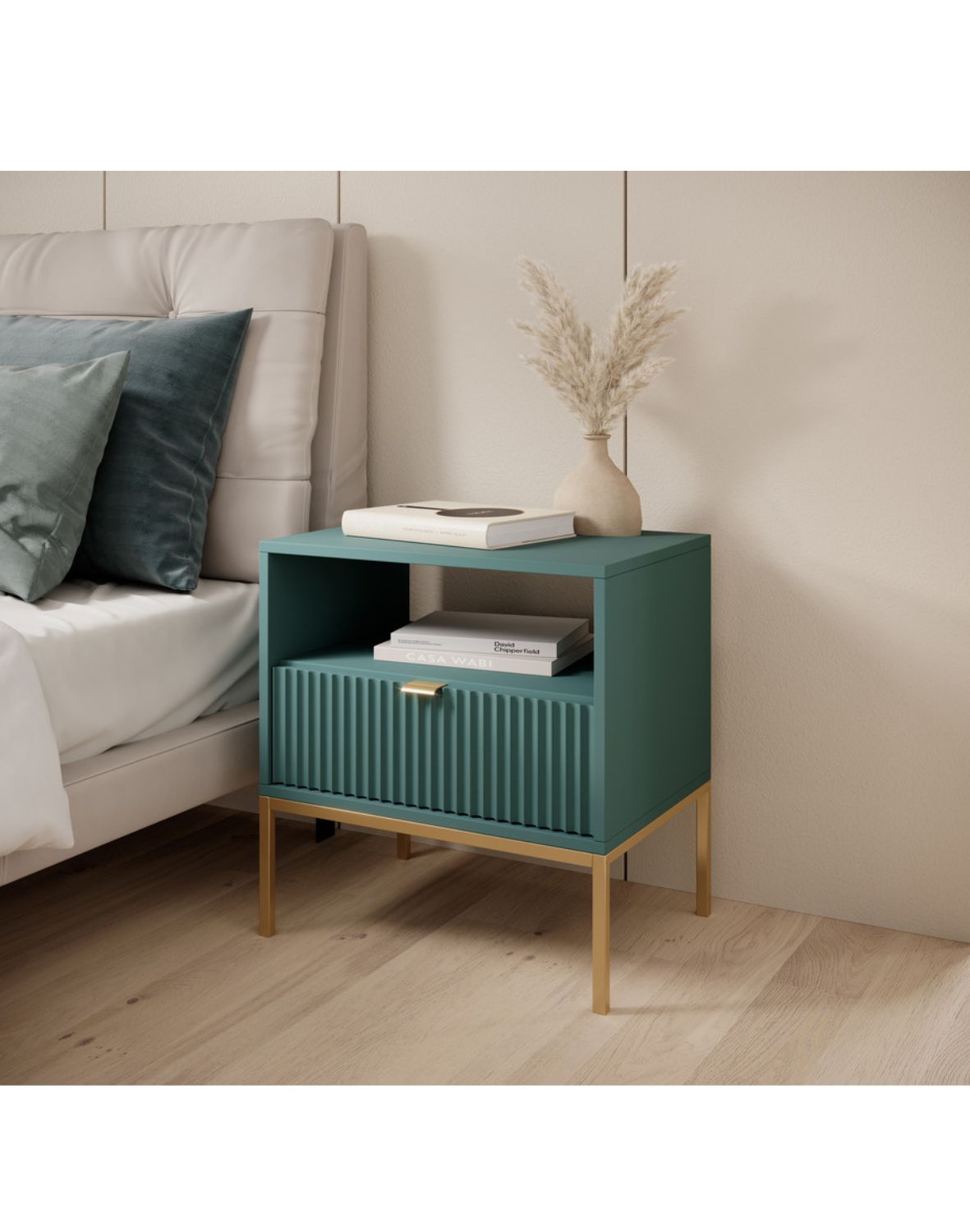 szafka nocna nova zielona (s54), green/gold