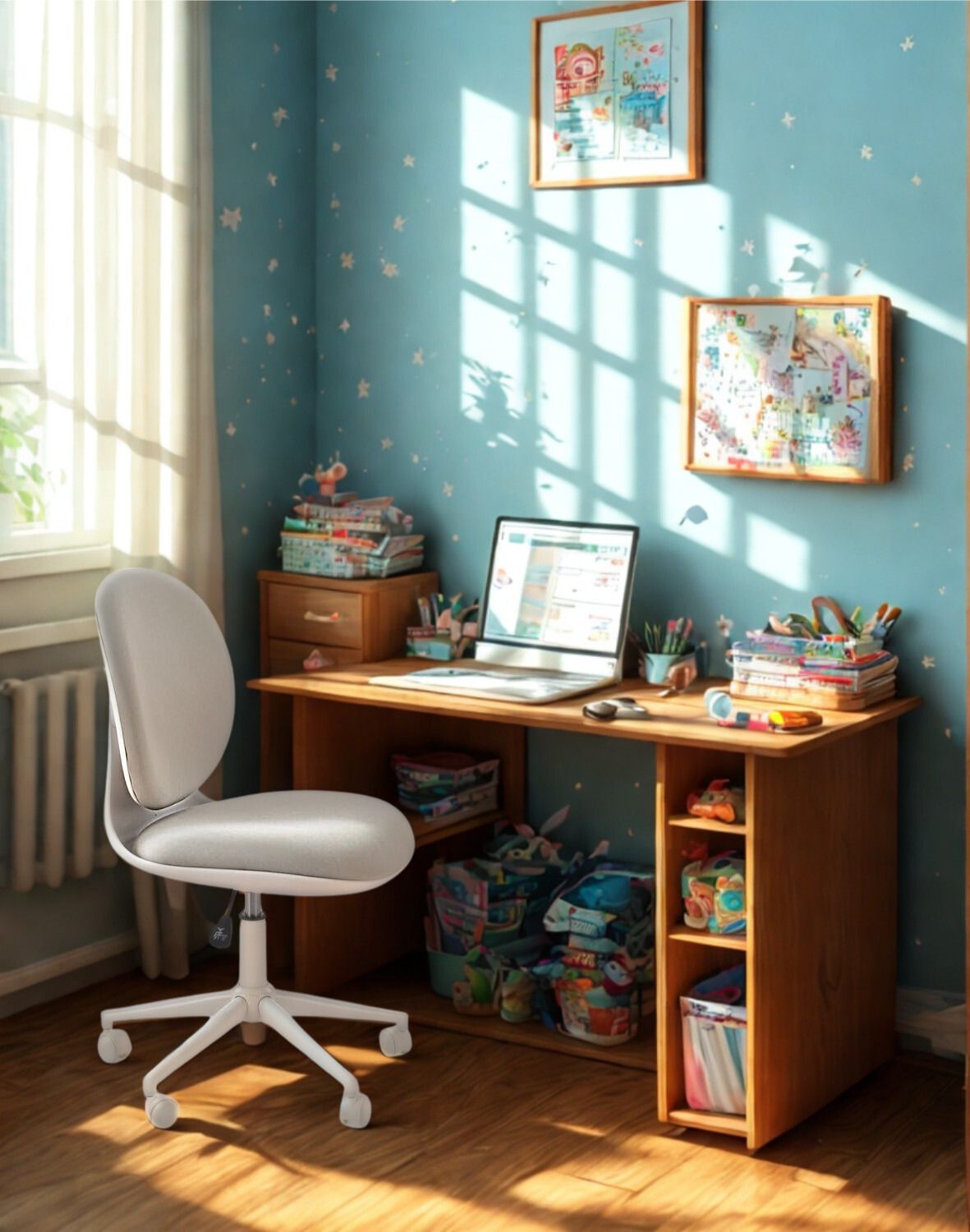 fotel obrotowy dla dzieci orion 2, biały/jasny popiel