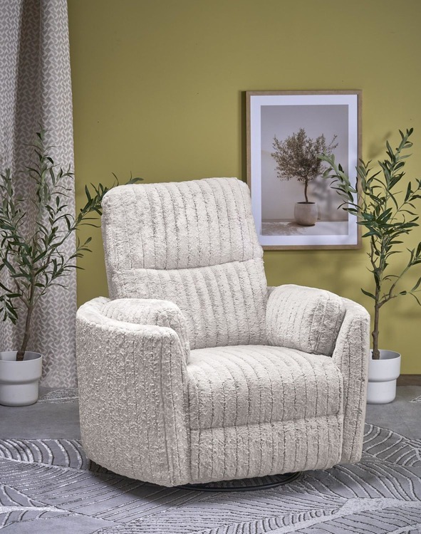 fotel pegas z funkcją elektrycznego rozkładania, obracania i kołyski, beżowy