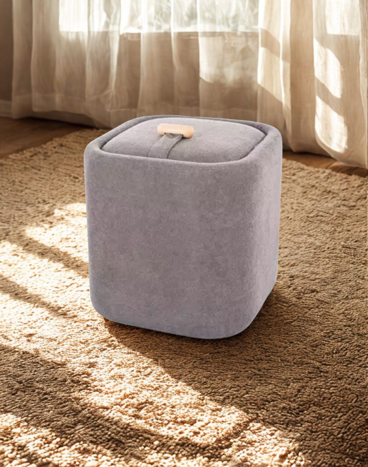 puf nap z pojemnikiem szary