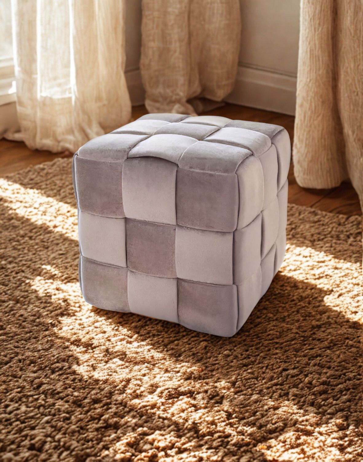 pufa casel velvet szara