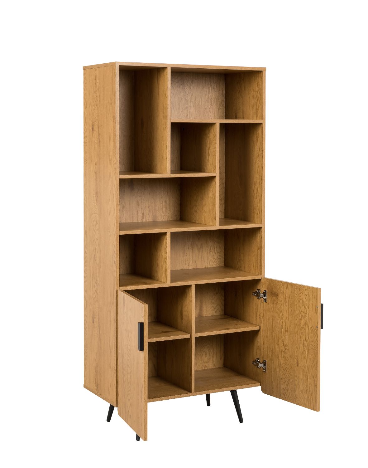 regał radis (bs01) z półkami i szafką – dziki dąb