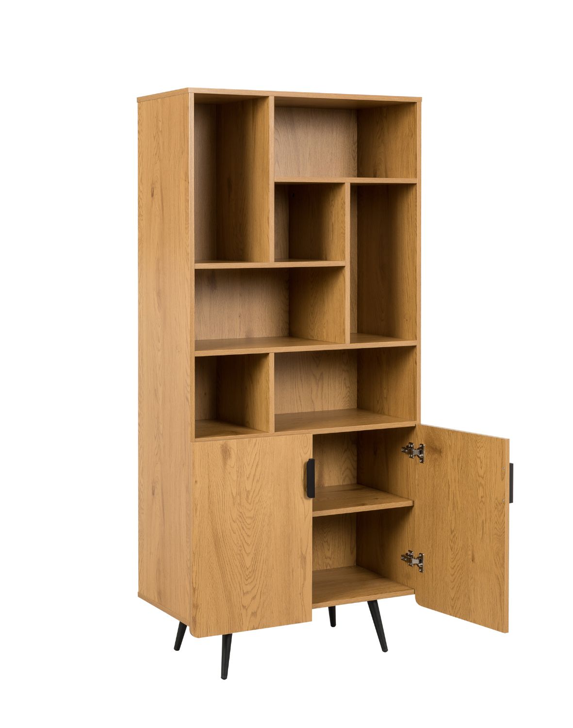 regał radis (bs01) z półkami i szafką – dziki dąb