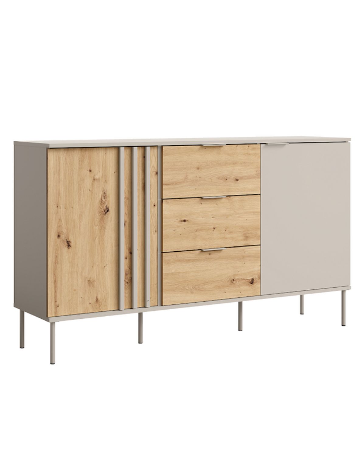 Komoda z szafkami i szufladami Rimini 03 2D3SZ, Kaszmir + Dąb artisan