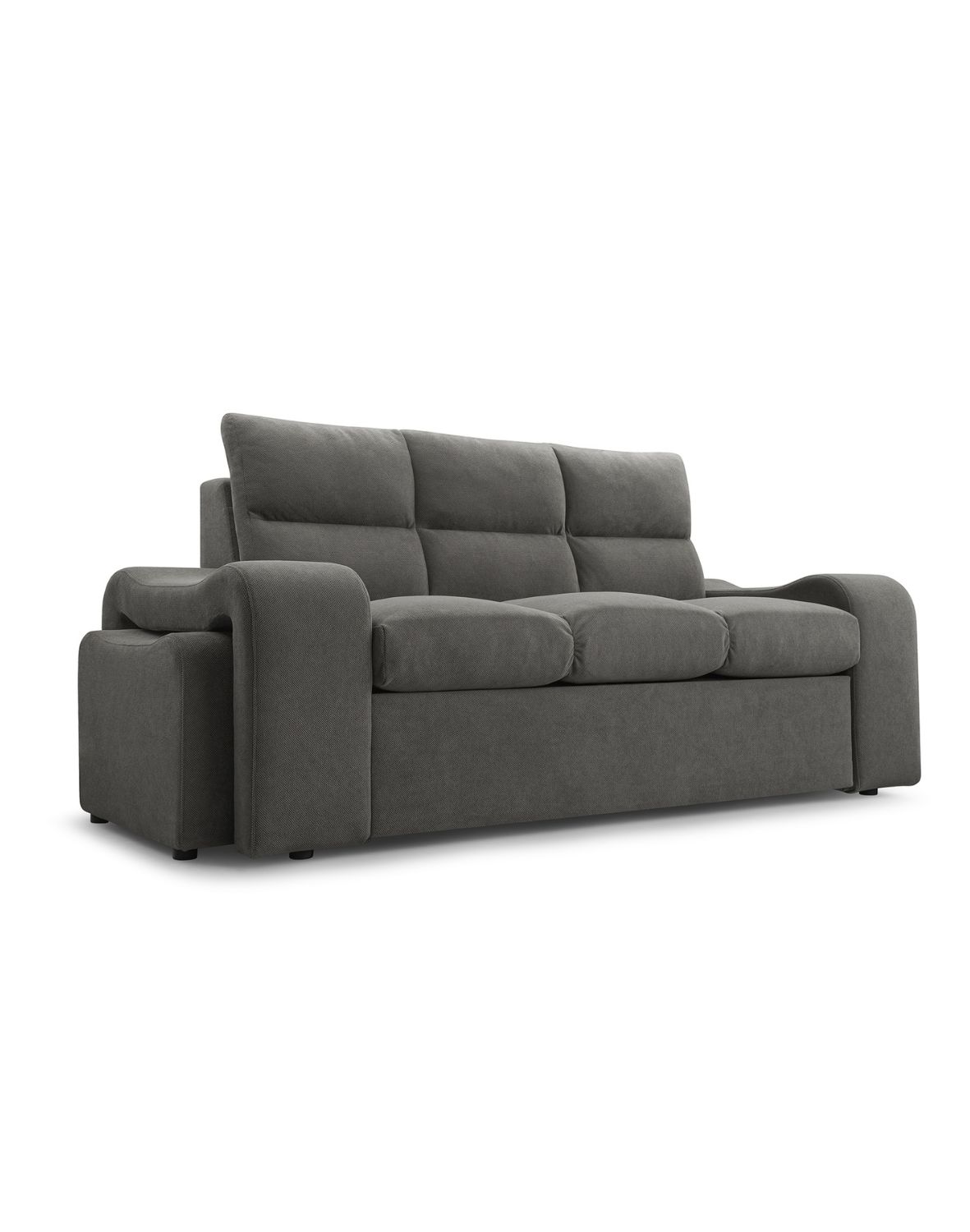 trzyosobowa rozkładana kanapa wela z pufami