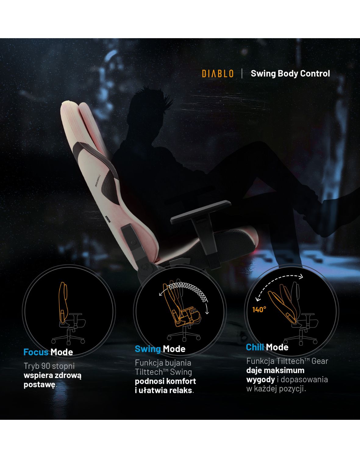 rożowy fotel gamingowy, fotel diablo x-one prime