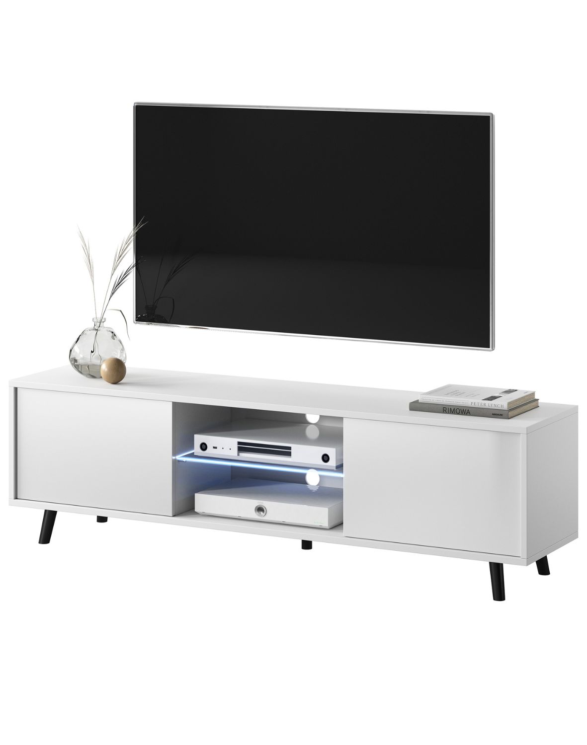 Szafka RTV Luna LED Biała Mat 140 cm