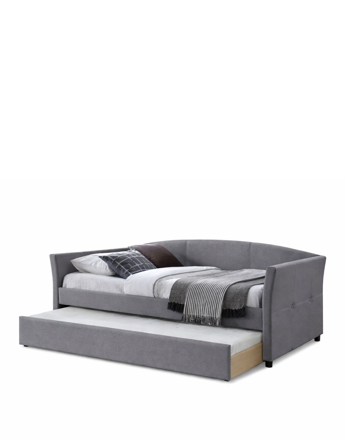 lóżko dwuosobowe sanna z wysuwanym dolnym materacem 90x200, popielaty